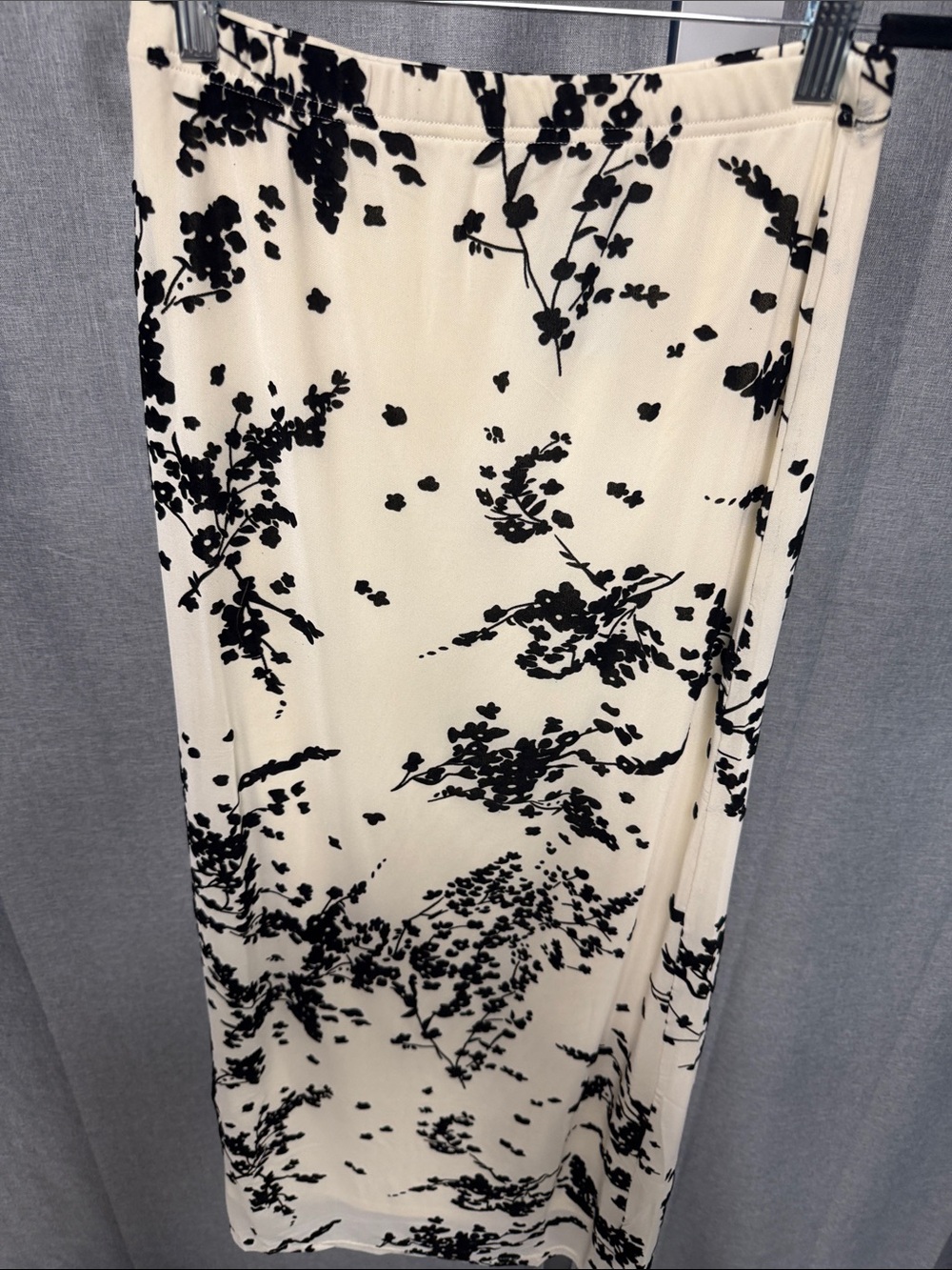 HYFVE Cream and Black Floral Midi Skirt